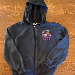 Roxy Kids Navy Hoodie Jacket with Palm Design